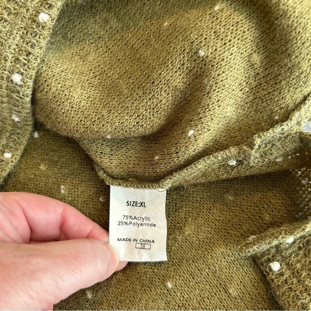 Cozy Olive Green Top with Cream Dots - Picture 6 of 7